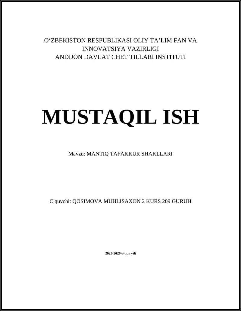 MANTIQ TAFAKKUR SHAKLLARI