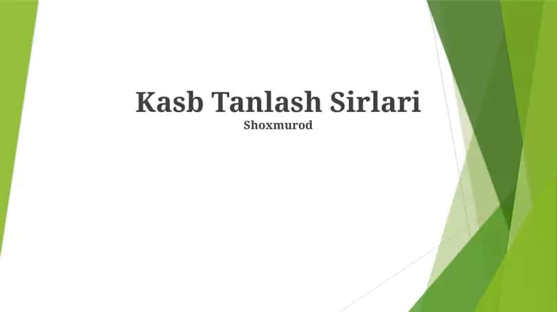 Kasb Tanlash Sirlari