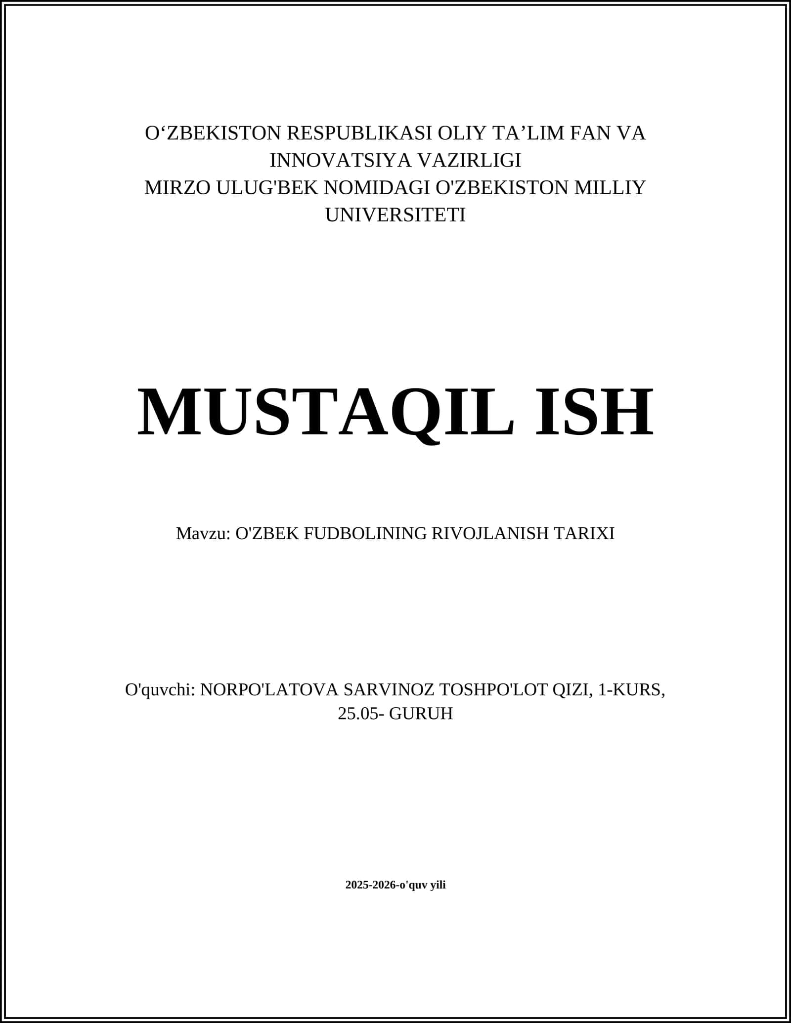 O'zbek Fudbolining Rivojlanish Tarixi