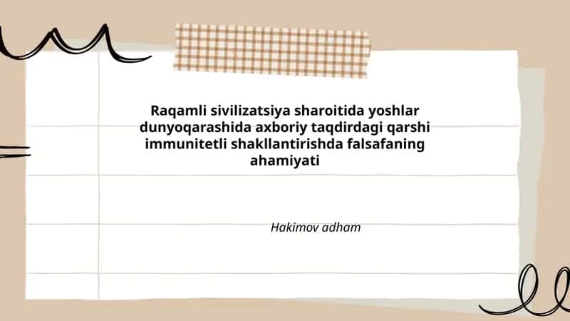 Falsafa va axboriy immunitet: tushuncha va nazariy asoslar
