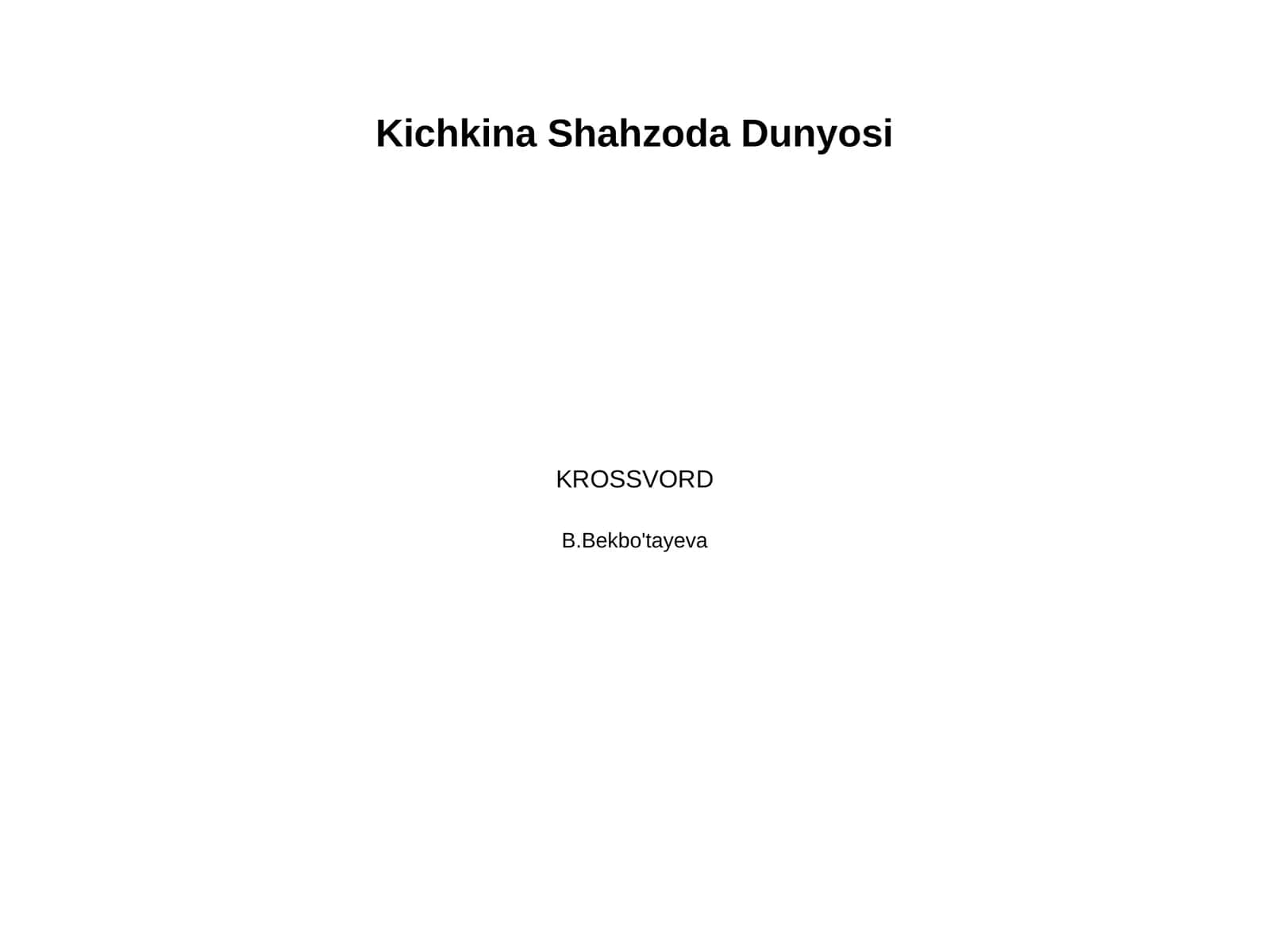 Kichkina Shahzoda
