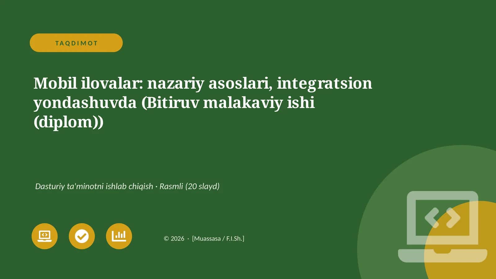 Mobil ilovalar: nazariy asoslari, integratsion yondashuvda (Bitiruv malakaviy ishi (diplom))