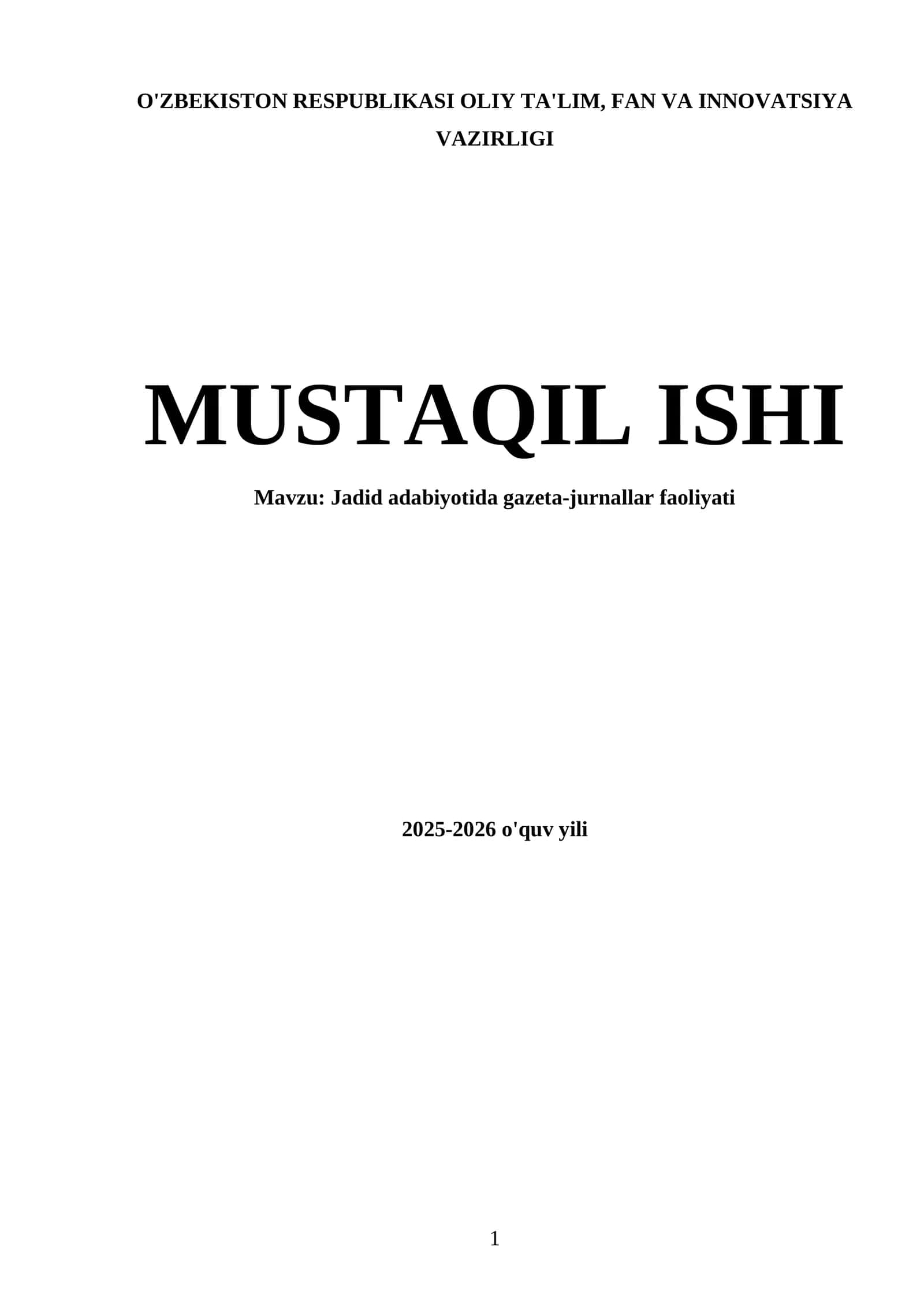 Jadid adabiyotida gazeta-jurnallar faoliyati