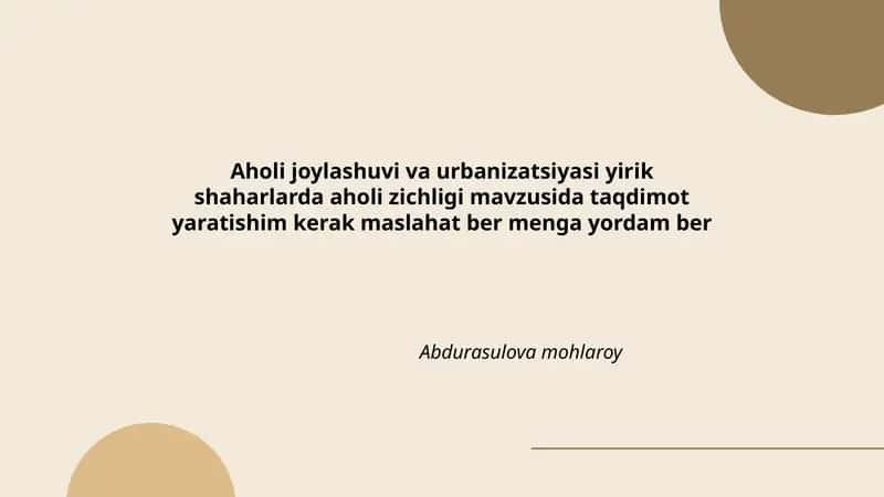 Yirik shaharlarda aholi zichligi