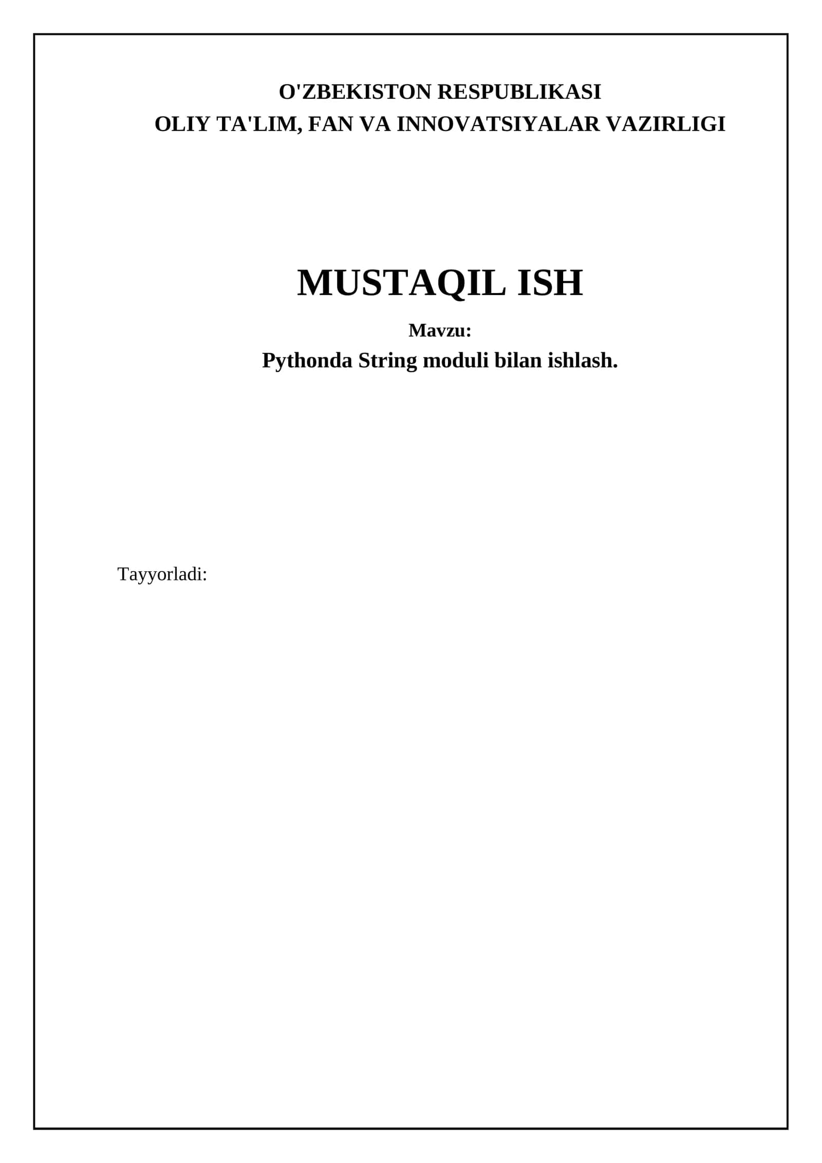 Pythonda String moduli bilan ishlash