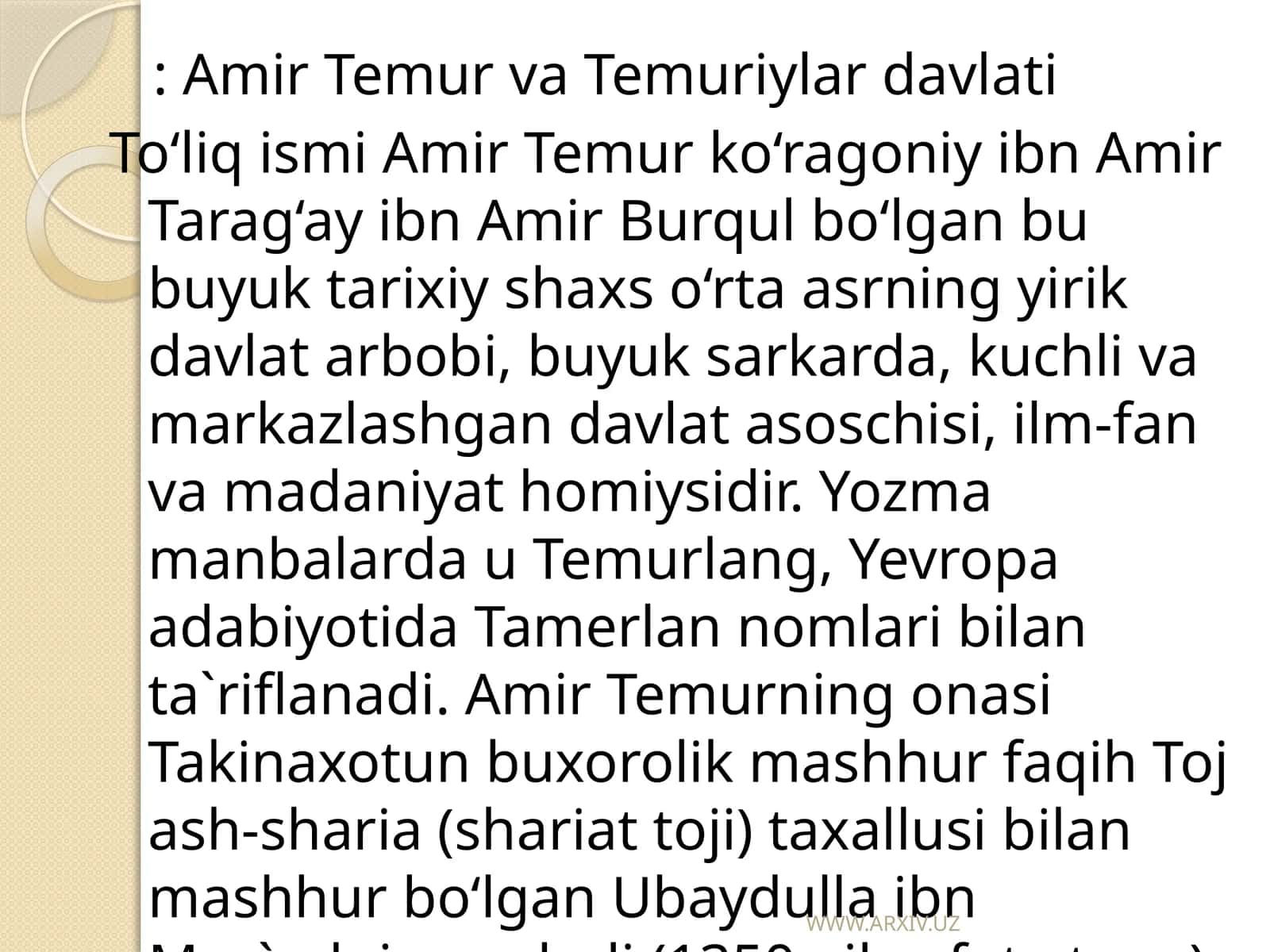 Amir Temur va Temuriylar davlati