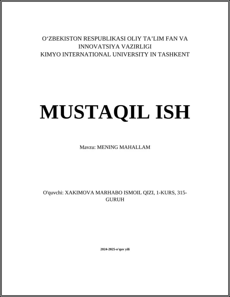MENING MAHALLAM