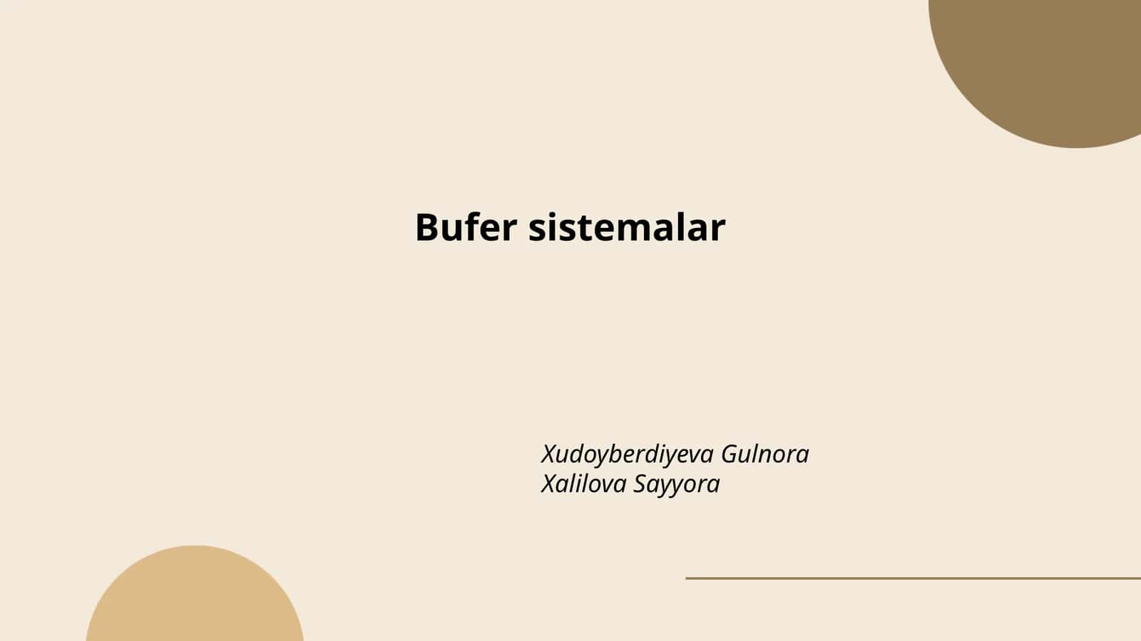 Bufer sistemalar