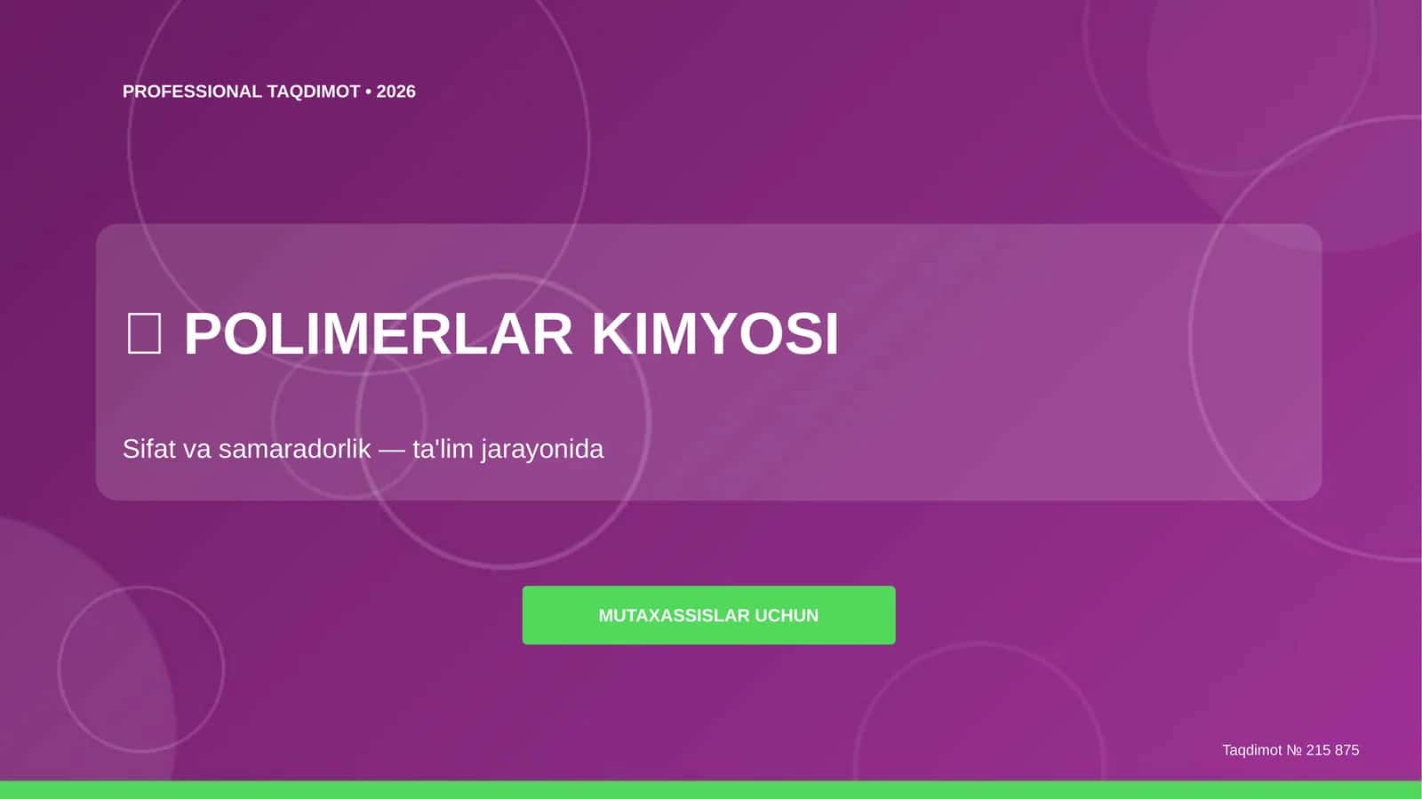 POLIMERLAR KIMYOSI