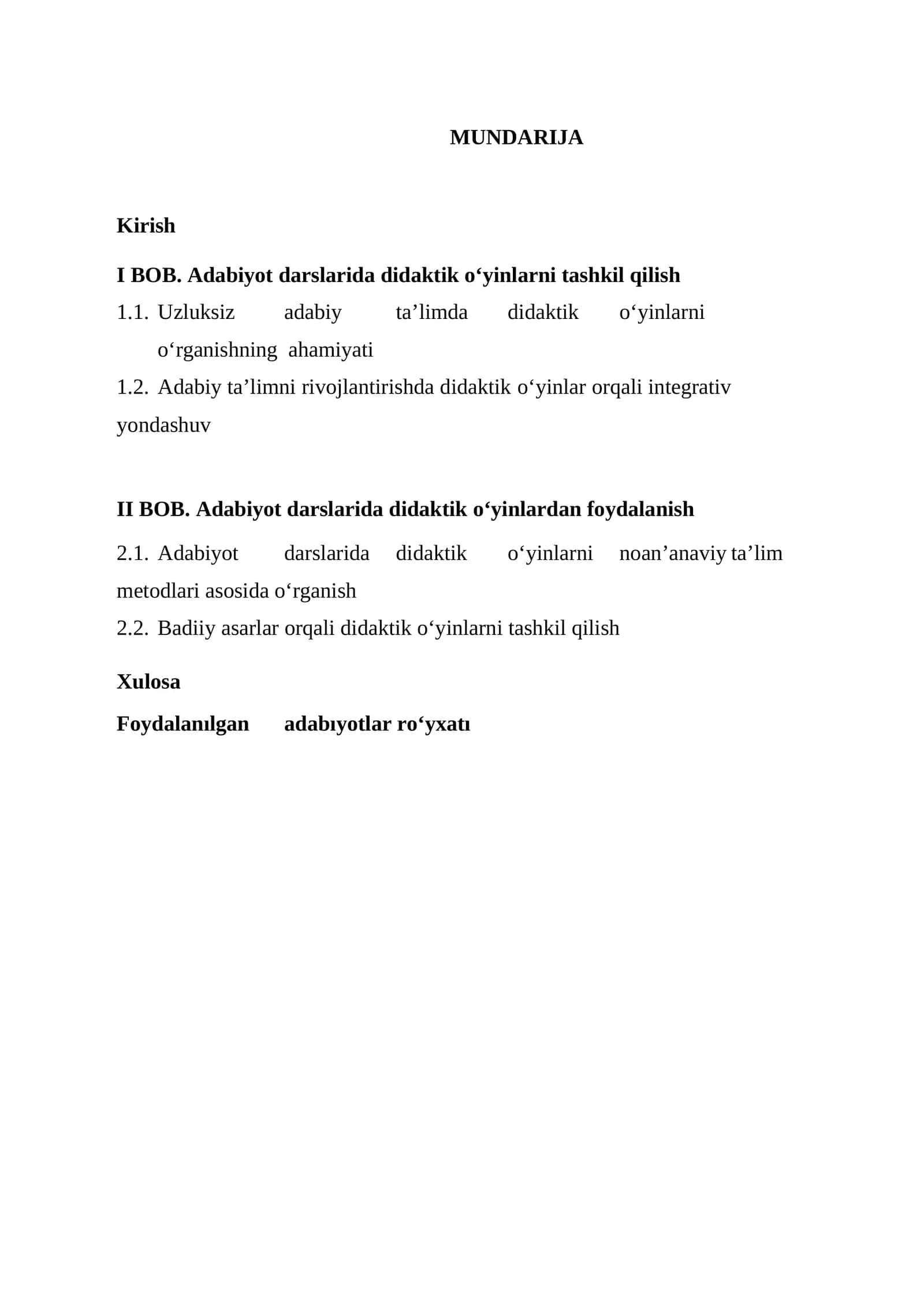 Adabiyot darslarida didaktik o‘yinlarni tashkil qilish