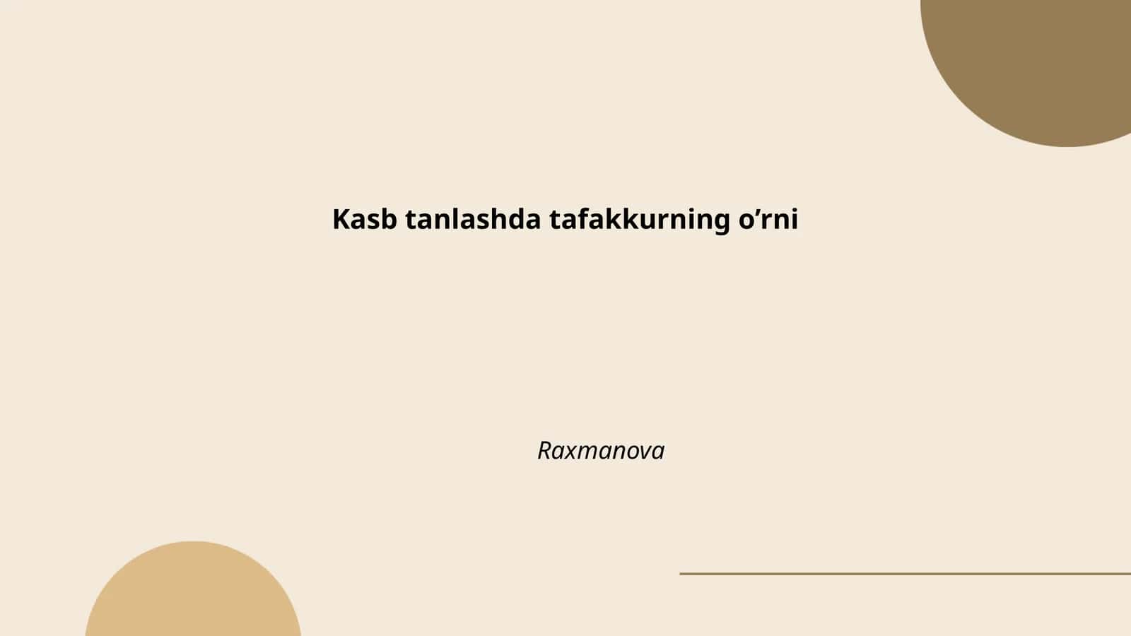 Kasb tanlashda tafakkurning o’rni