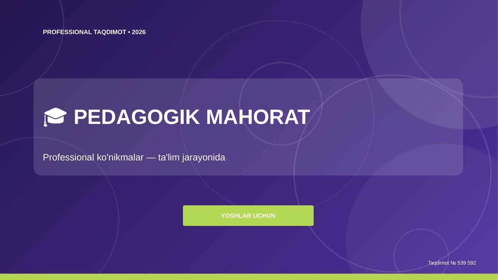 Pedagogik mahorat: professional ko'nikmalar (ta'lim jarayonida) [yoshlar uchun]