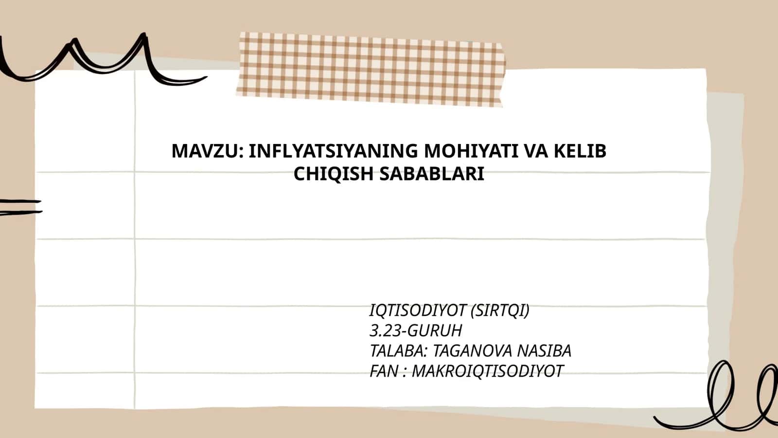INFLYATSIYANING MOHIYATI VA KELIB CHIQISH SABABLARI