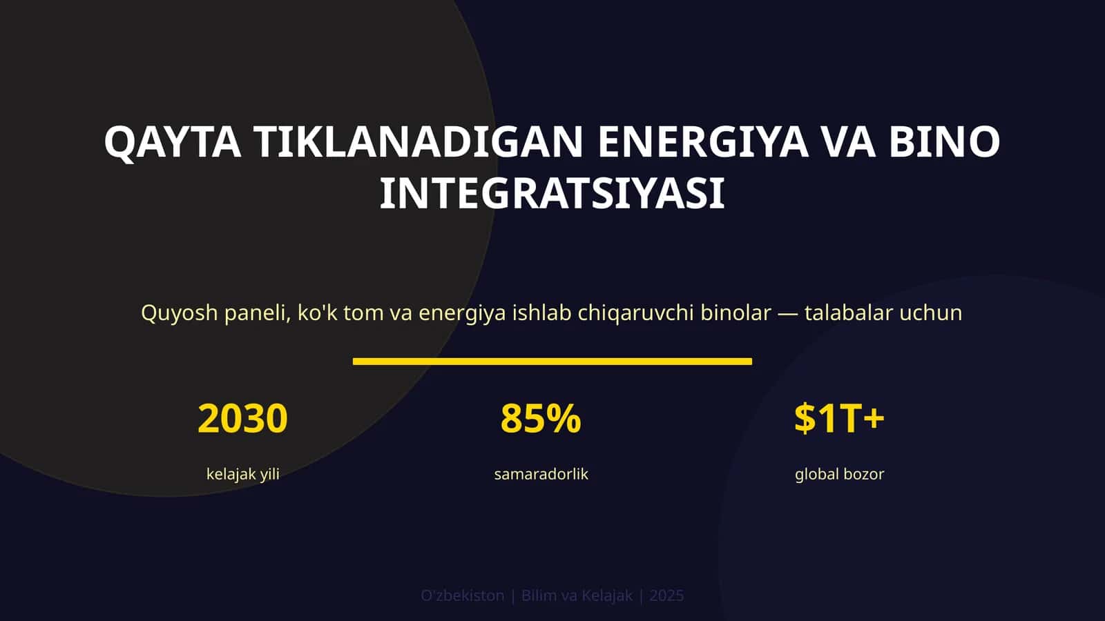 QAYTA TIKLANADIGAN ENERGIYA VA BINO INTEGRATSIYASI