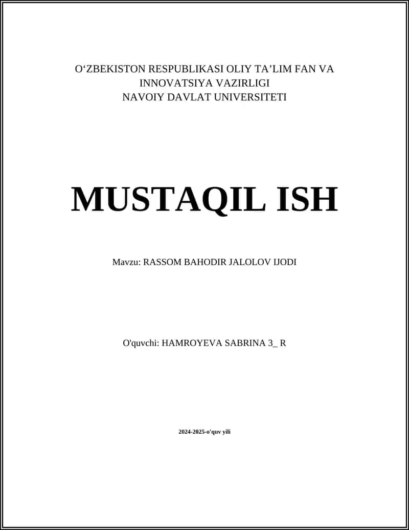 RASSOM BAHODIR JALOLOV IJODI