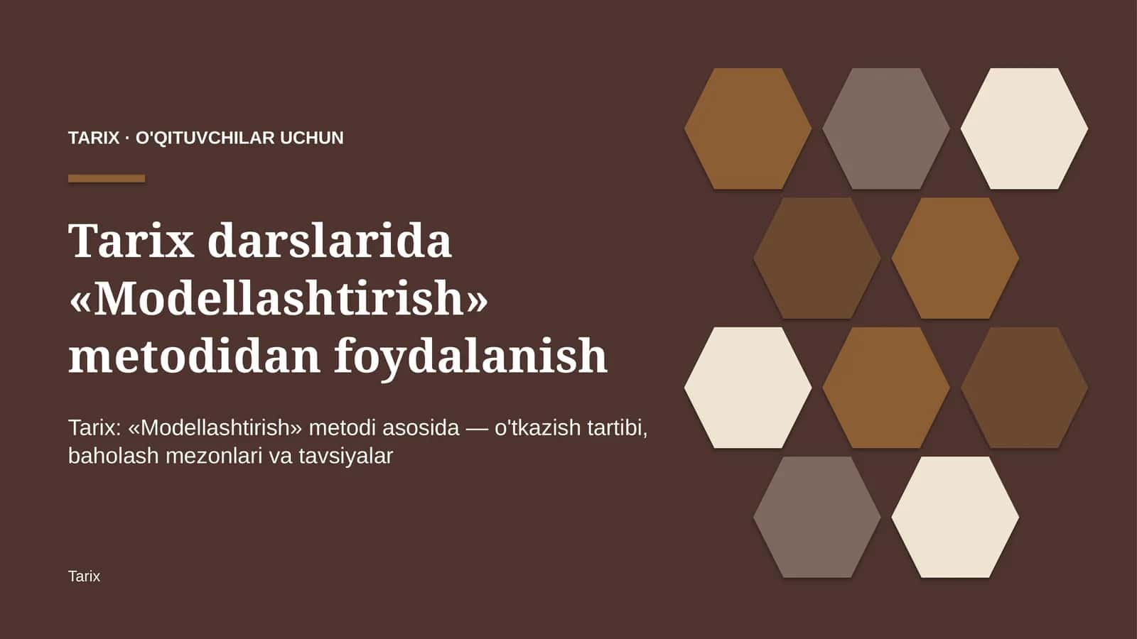 tarix darslarida modellashtirish metodidan foydalanish 8096