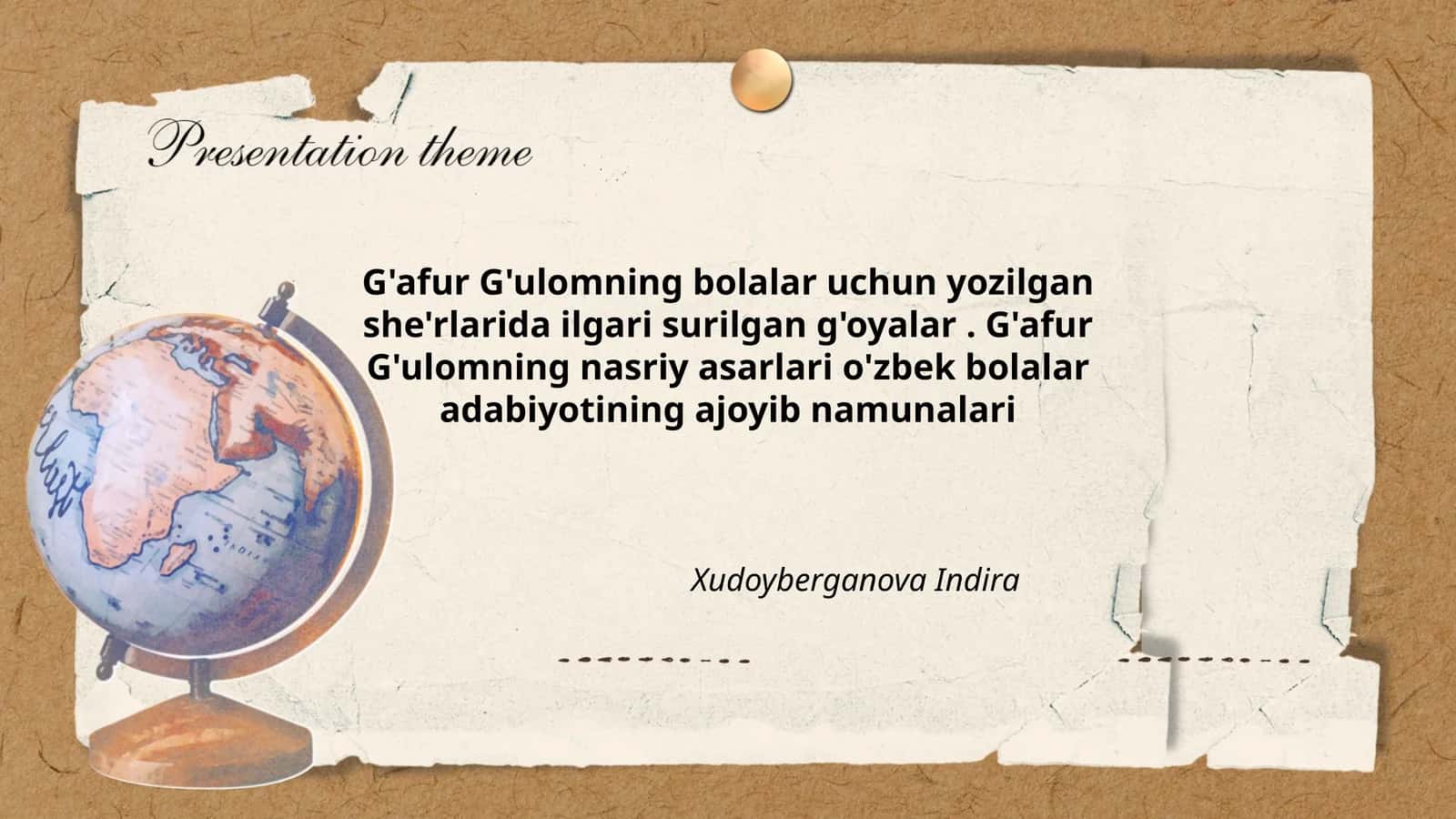 G'afur G'ulomning bolalar uchun yozilgan she'rlarida ilgari surilgan g'oyalar