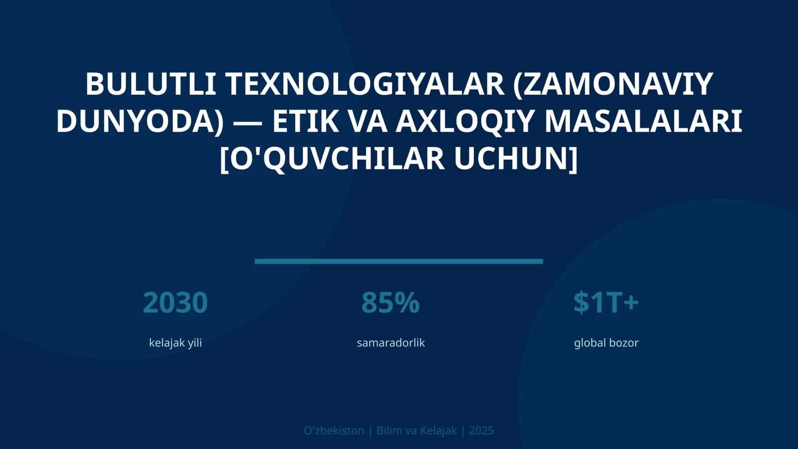 Bulutli texnologiyalar (zamonaviy dunyoda) — etik va axloqiy masalalari [o'quvchilar uchun]