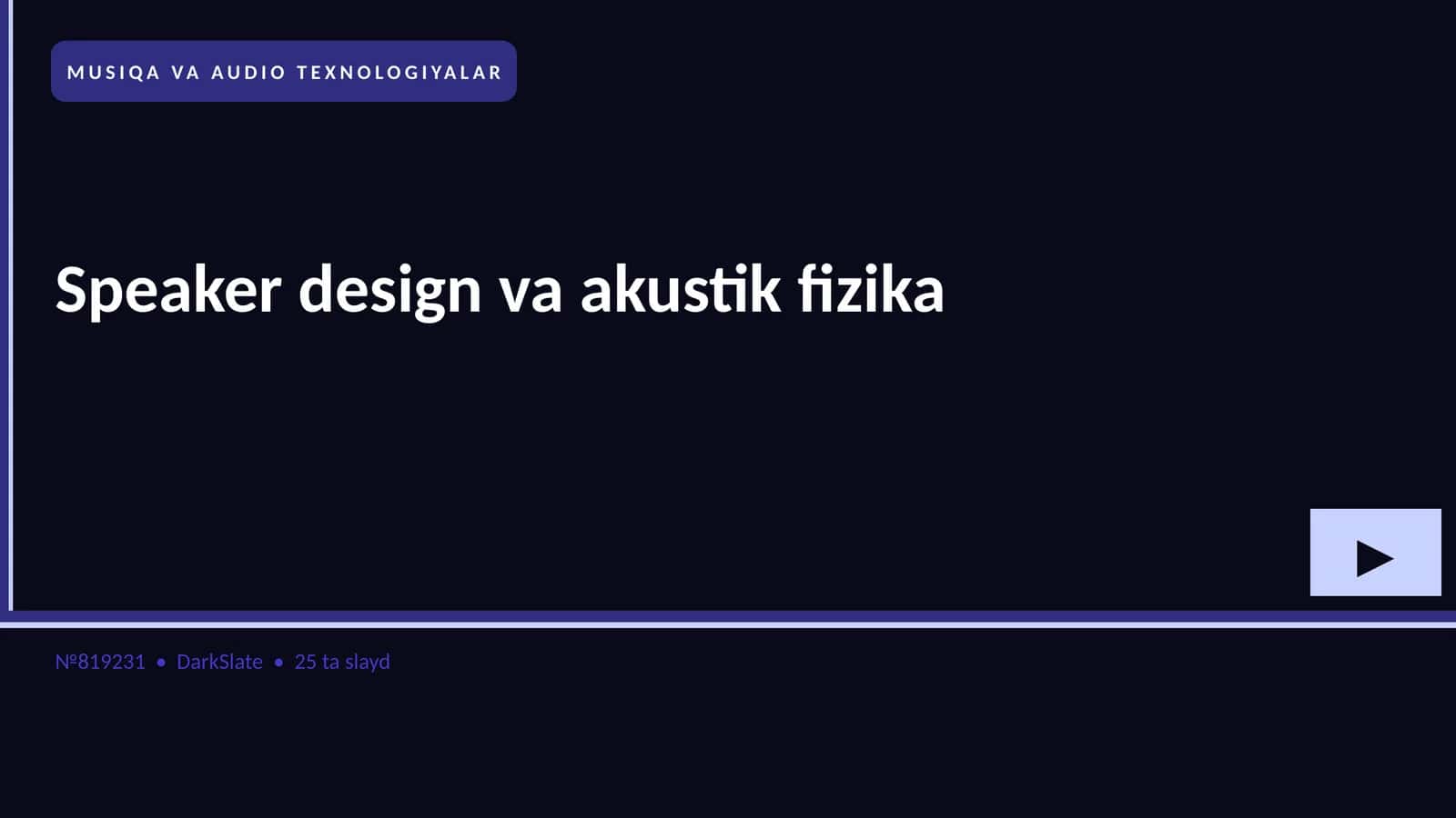 MUSIQA VA AUDIO TEXNOLOGIYALAR