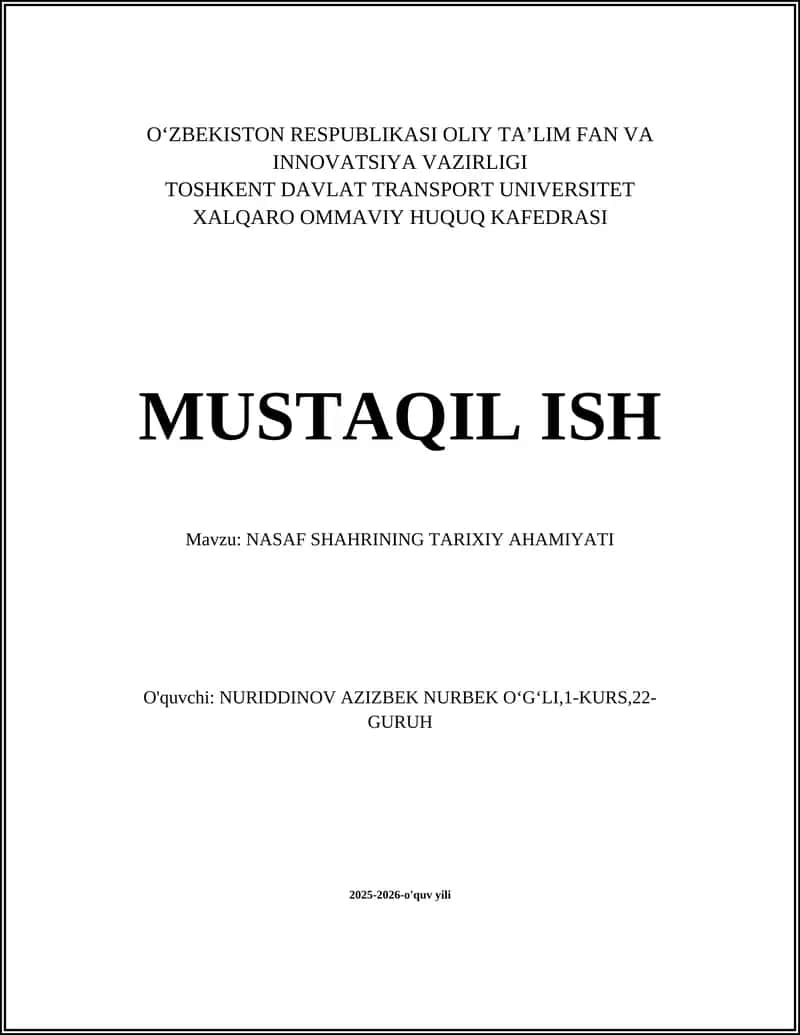 NASAF SHAHRINING TARIXIY AHAMIYATI