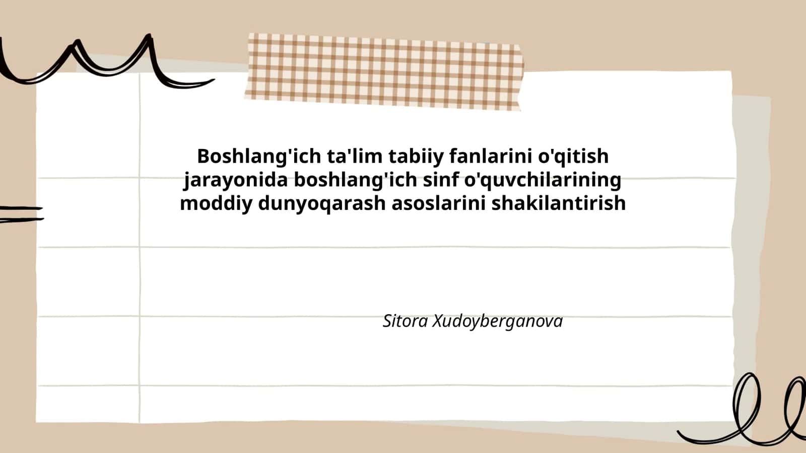 Boshlang'ich ta'lim tabiiy fanlarini o'qitish