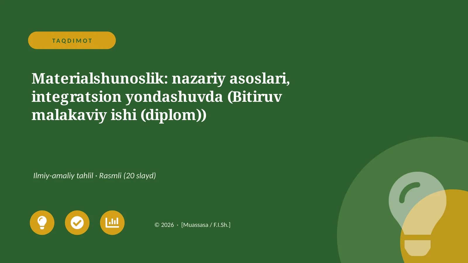 Materialshunoslik: nazariy asoslari, integratsion yondashuvda (Bitiruv malakaviy ishi (diplom))
