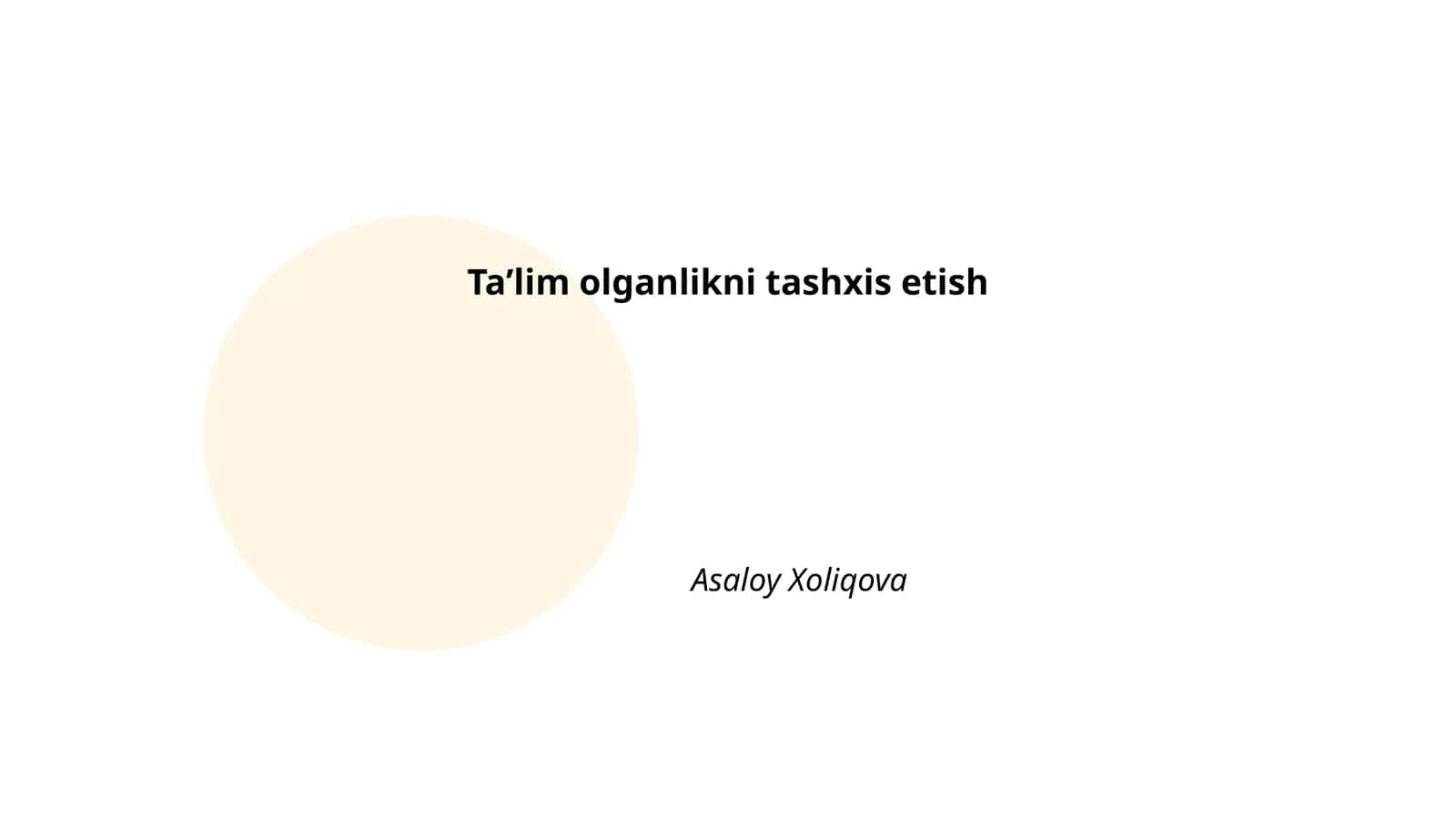Ta'lim olganlikni tashxis etish
