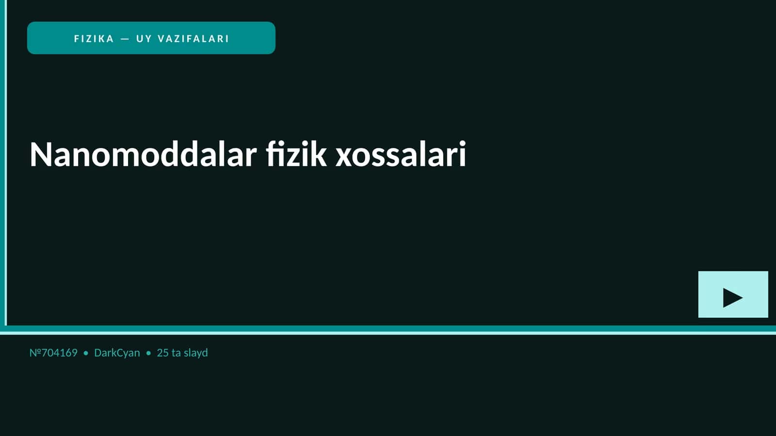 Nanomoddalar fizik xossalari