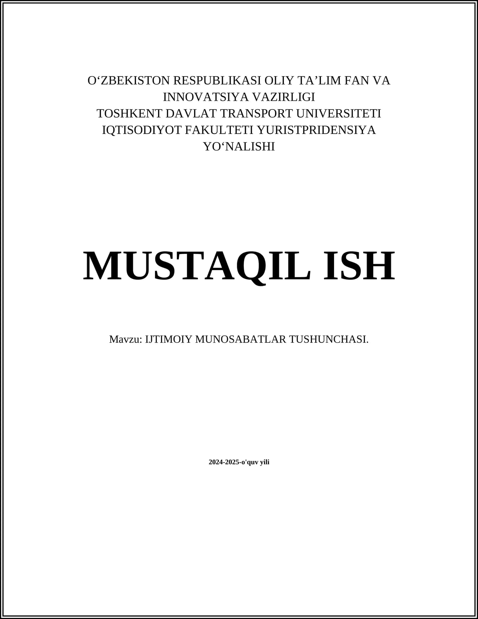 IJTIMOIY MUNOSABATLAR TUSHUNCHASI