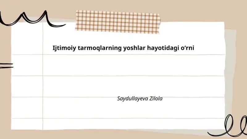 Ijtimoiy tarmoqlarning yoshlar hayotidagi oʻrni