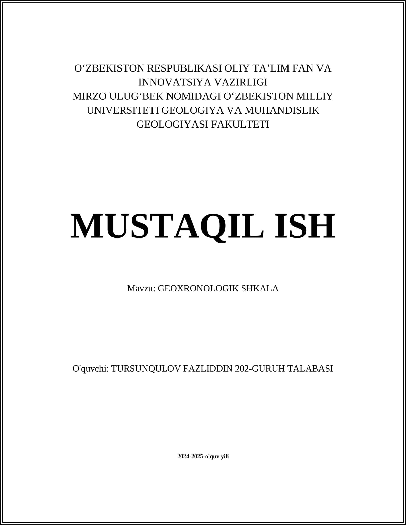 GEOXRONOLOGIK SHKALA