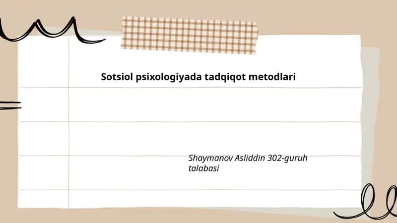 Sotsiol psixologiyada tadqiqot metodlari