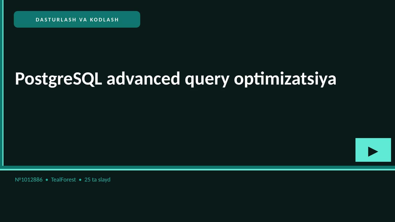 PostgreSQL advanced query optimizatsiya