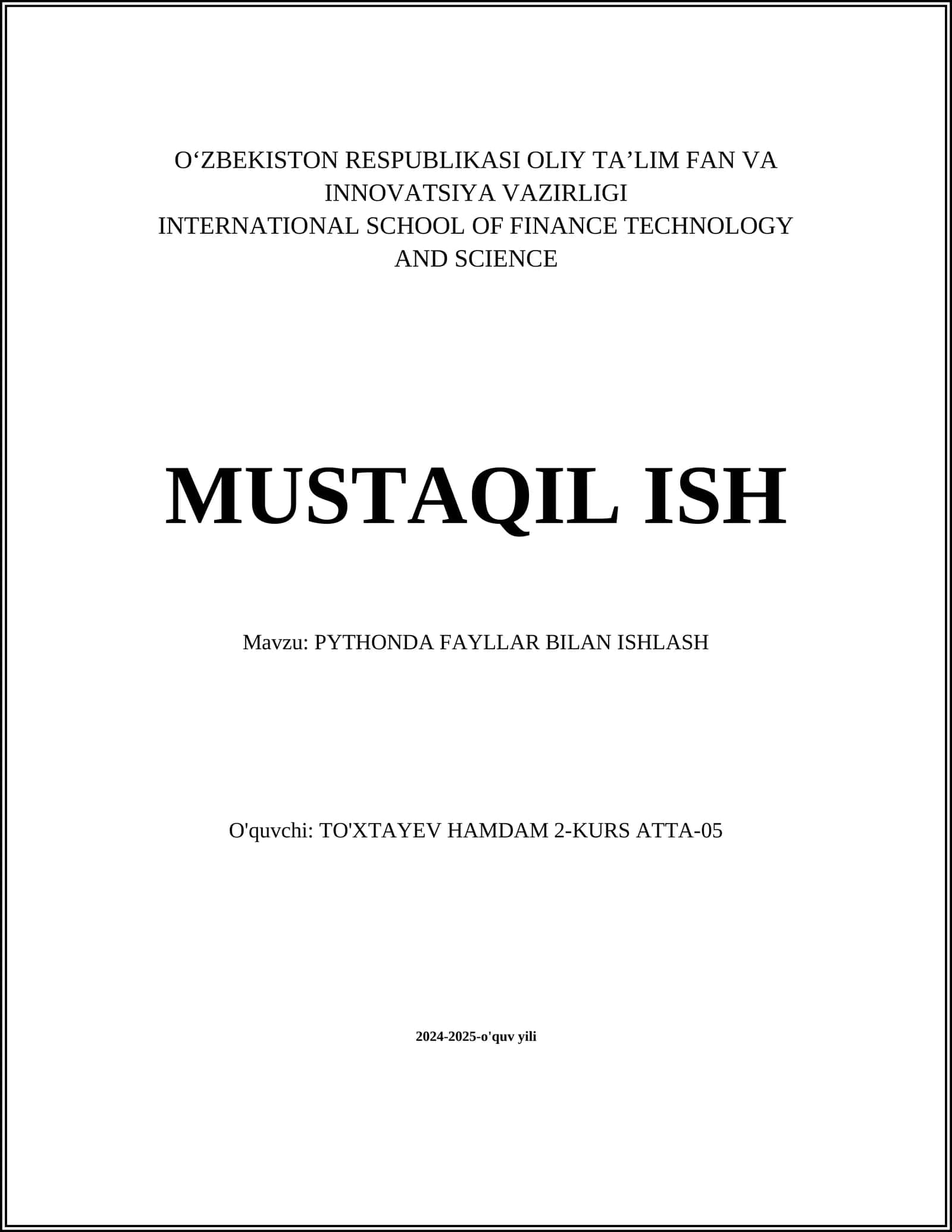 PYTHONDA FAYLLAR BILAN ISHLASH