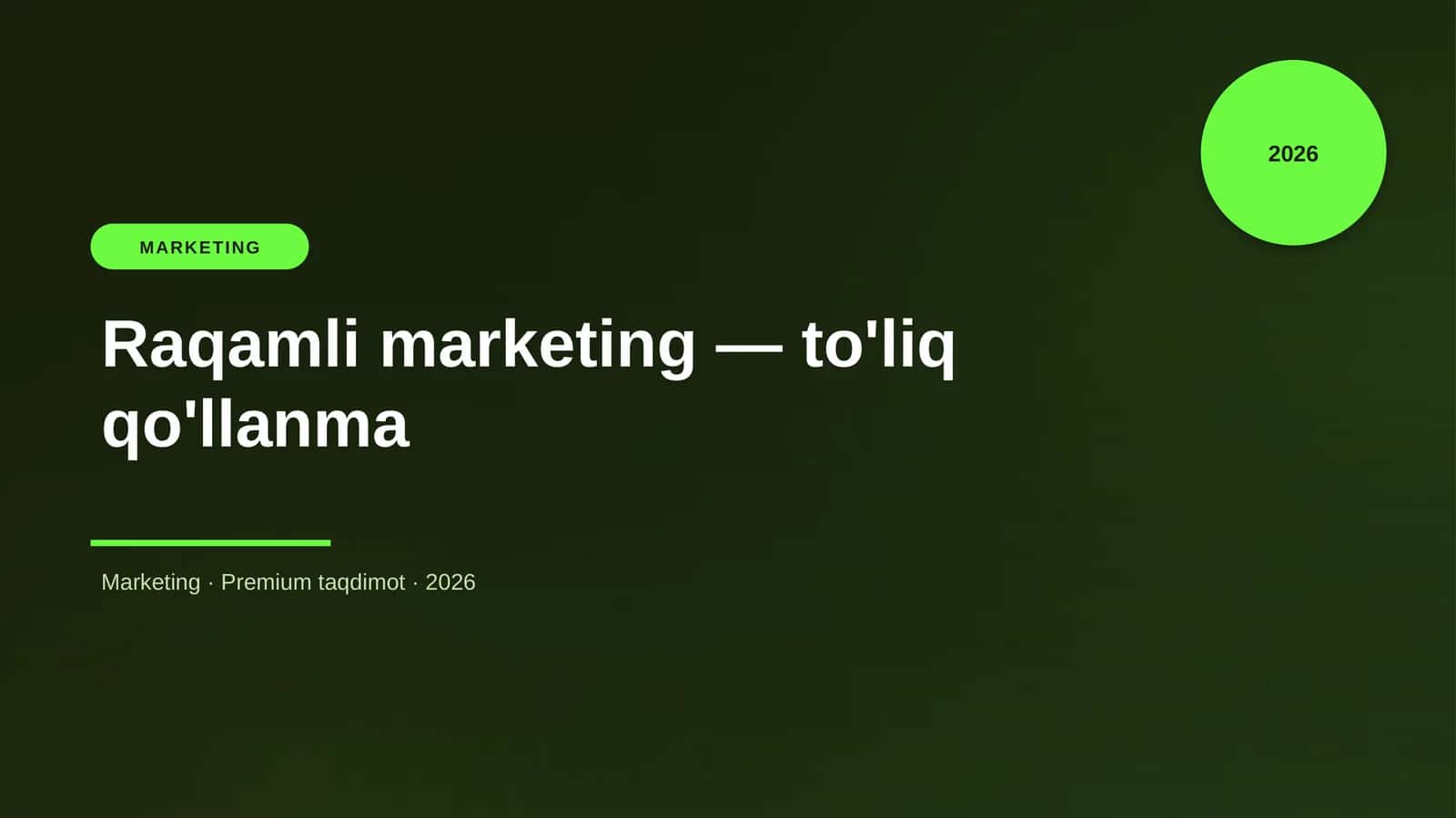 Raqamli marketing - to'liq qo'llanma
