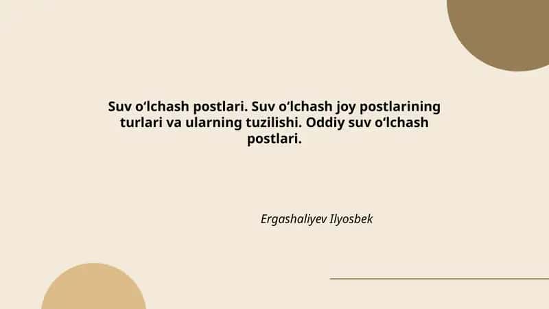 Suv o‘lchash postlari