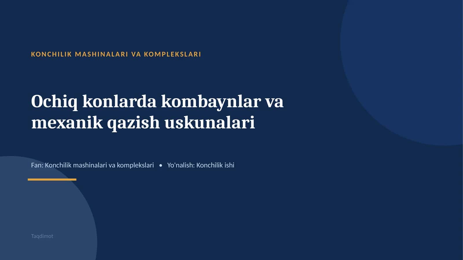 KONCHILIK MASHINALARI VA KOMPLEKSLARI