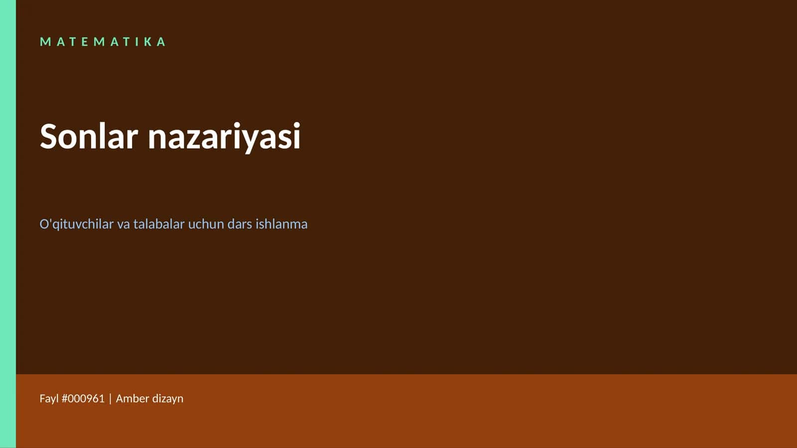 Matematika. Sonlar nazariyasi