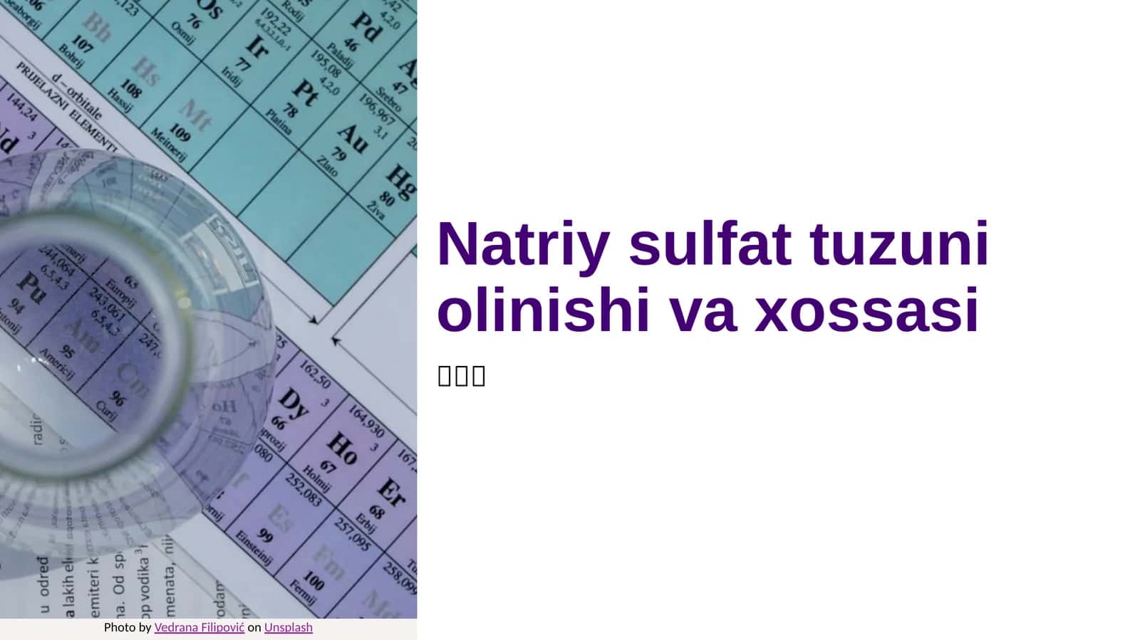 Natriy  sulfat  tuzuni  olinishi  va  xossasi