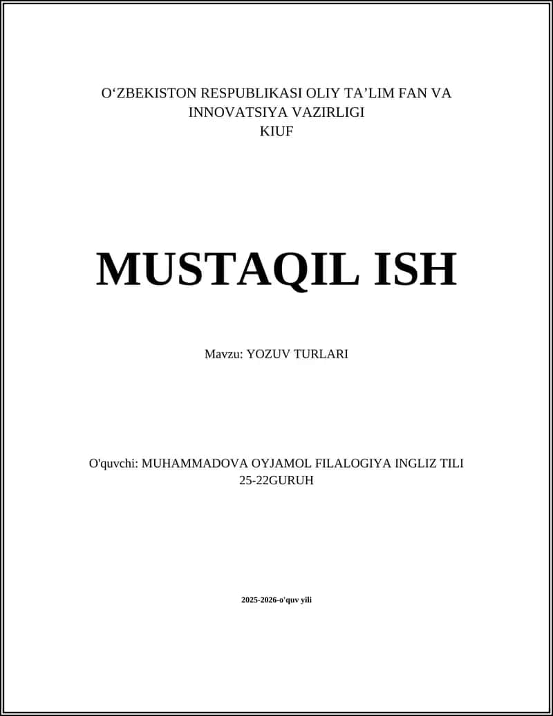 YOZUV TURLARI