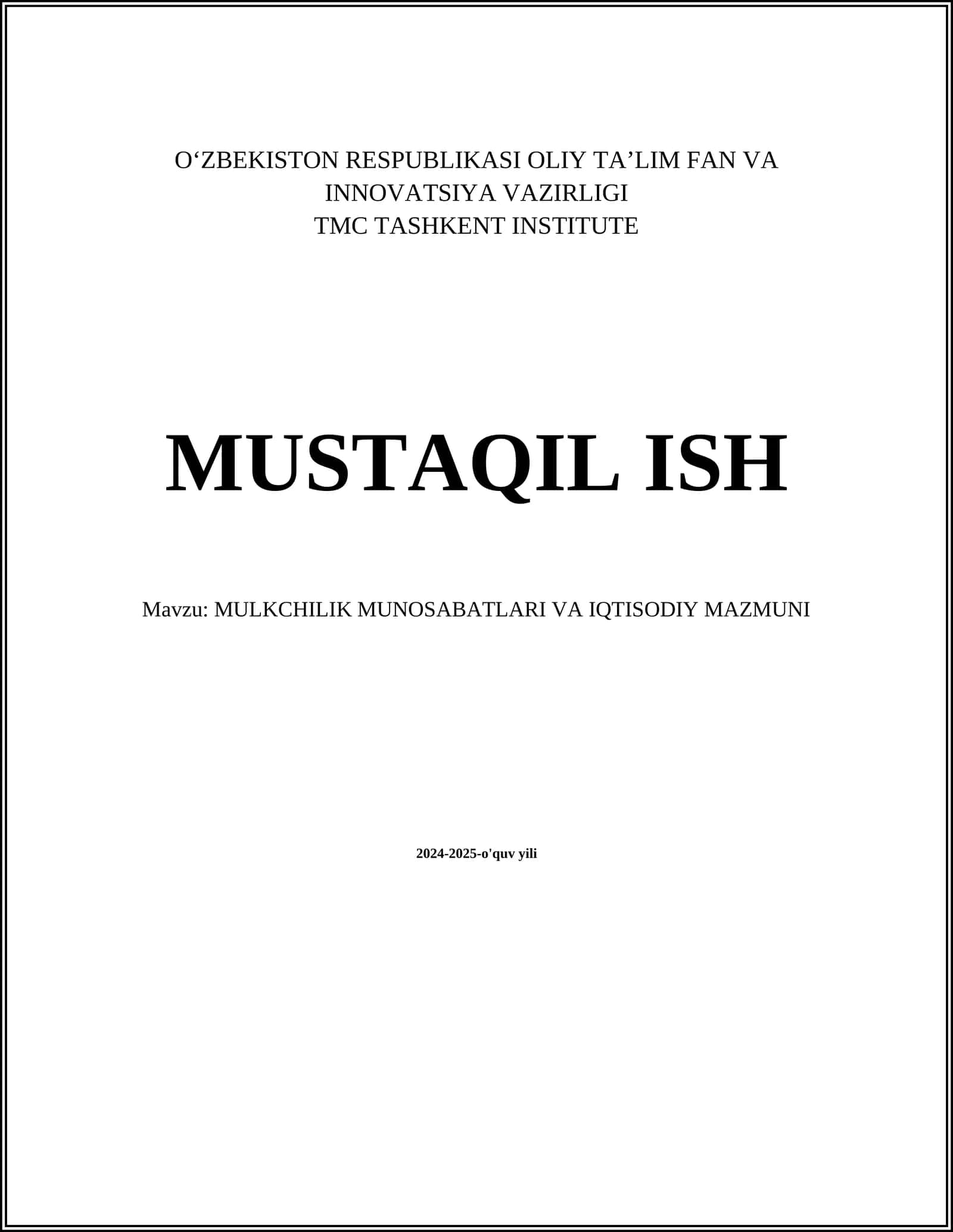 Mulkchilik munosabatlari va iqtisodiy mazmuni