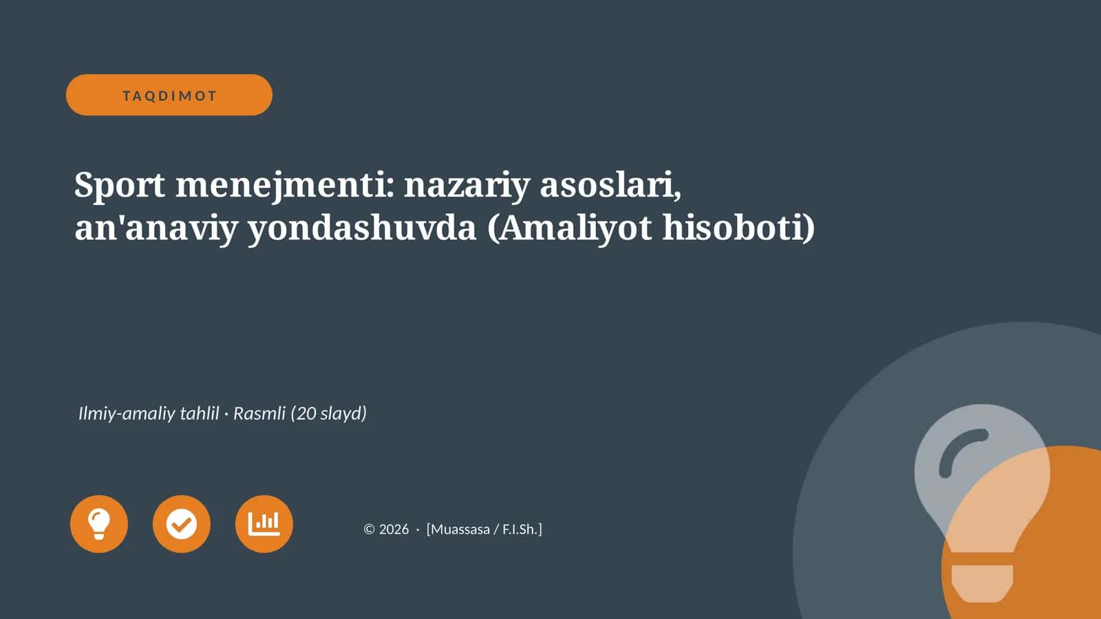 Sport menejmenti: nazariy asoslari, an'anaviy yondashuvda (Amaliyot hisoboti)