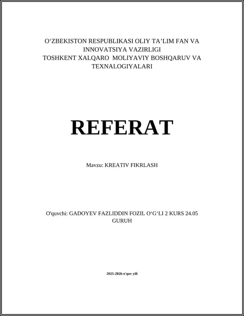 KREATIV FIKRLASH