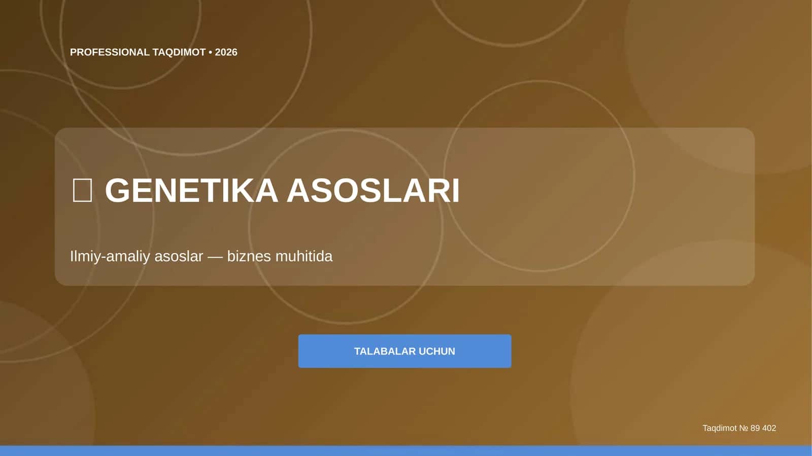 Genetika asoslari: ilmiy-amaliy asoslar (biznes muhitida) [talabalar uchun]
