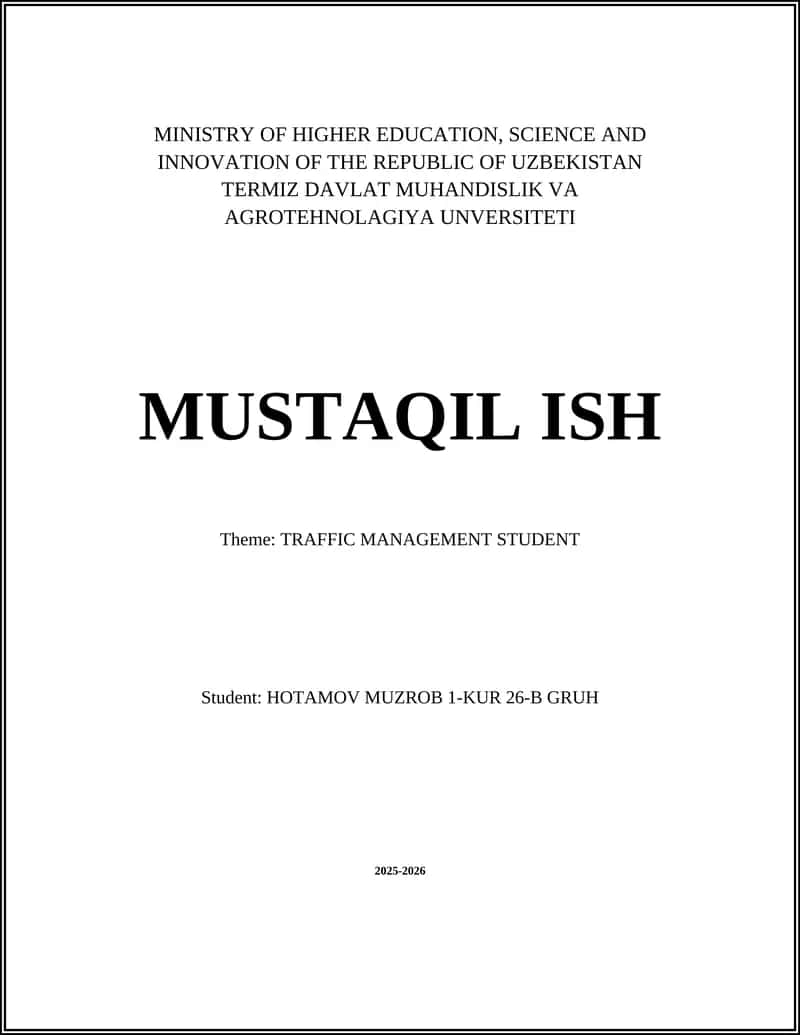 TRAFFIC MANAGEMENT STUDENT