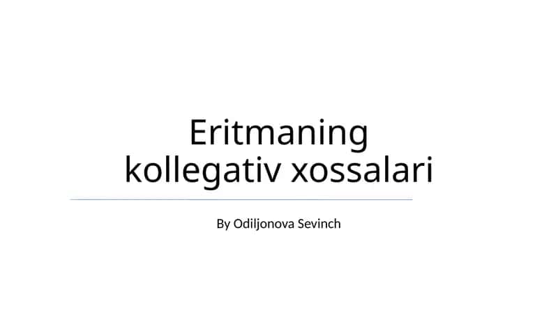 Eritmaning kollegativ xossalari