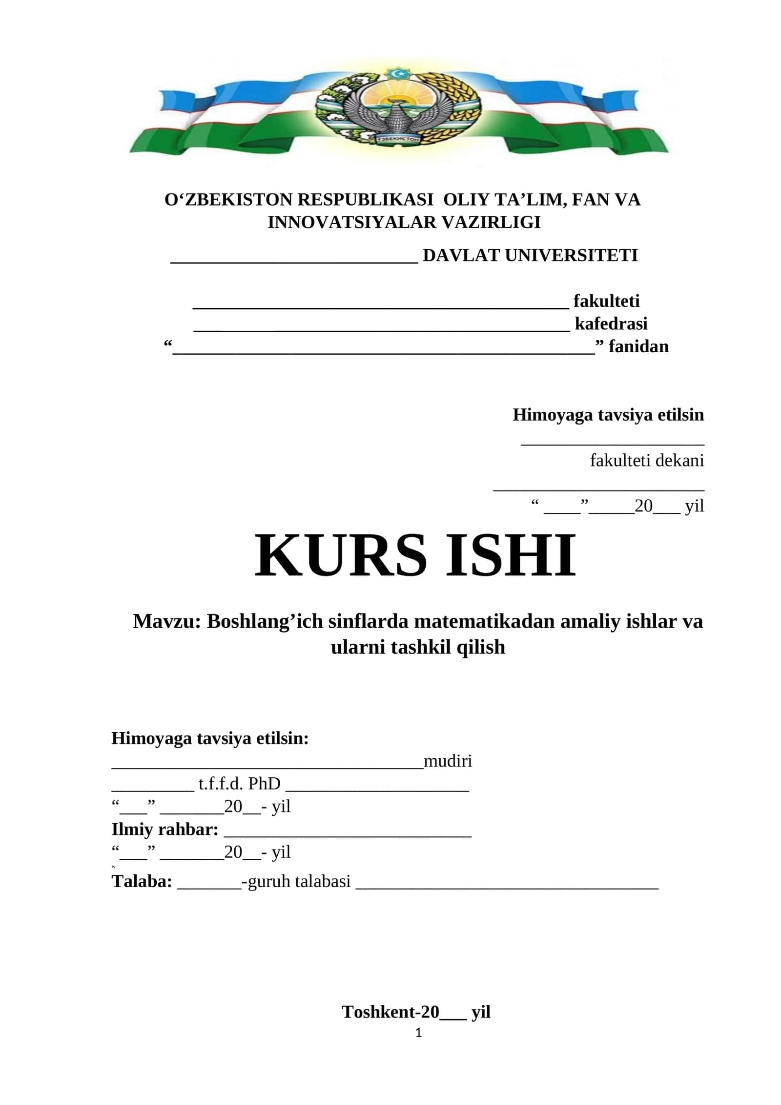 Boshlang’ich sinflarda matematikadan amaliy ishlar va ularni tashkil qilish