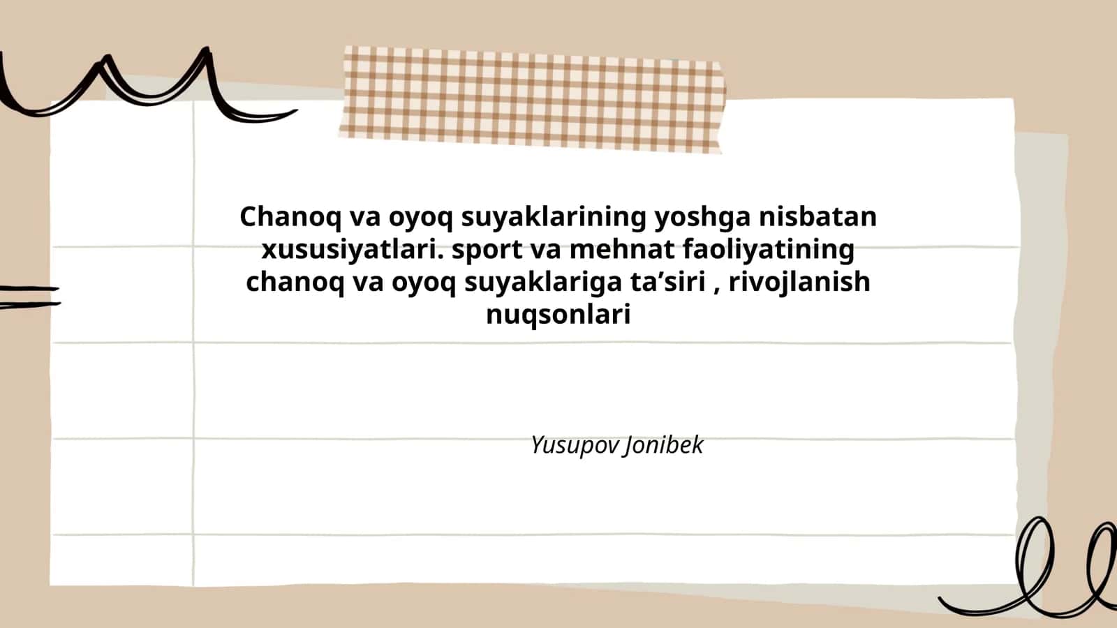 Chanoq va oyoq suyaklarining yoshga nisbatan xususiyatlari