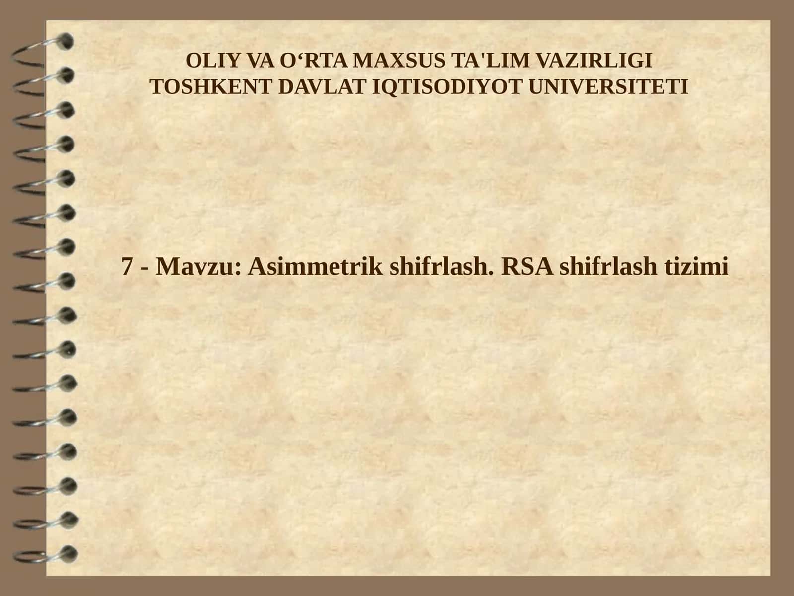 RSA shifrlash algoritmi