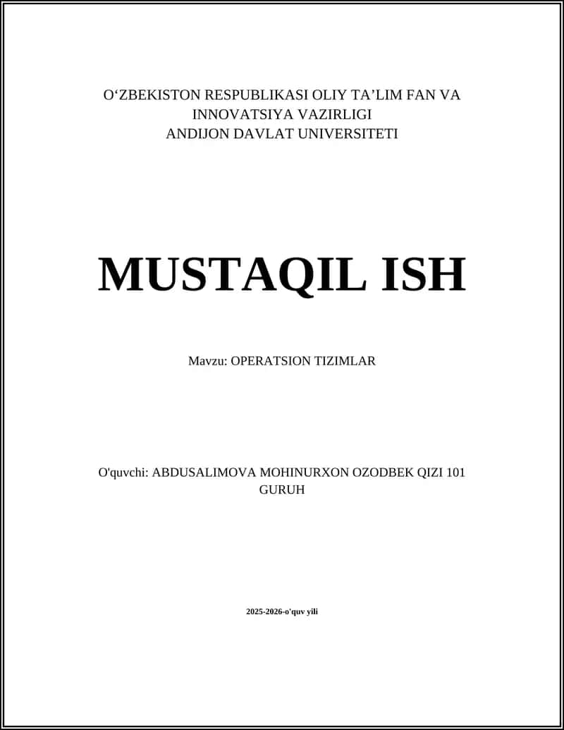 OPERATSION TIZIMLAR